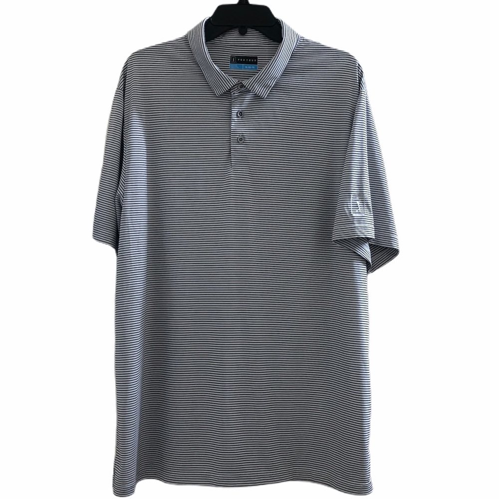 PGA Tour Black And White Striped Golf Shirt XL